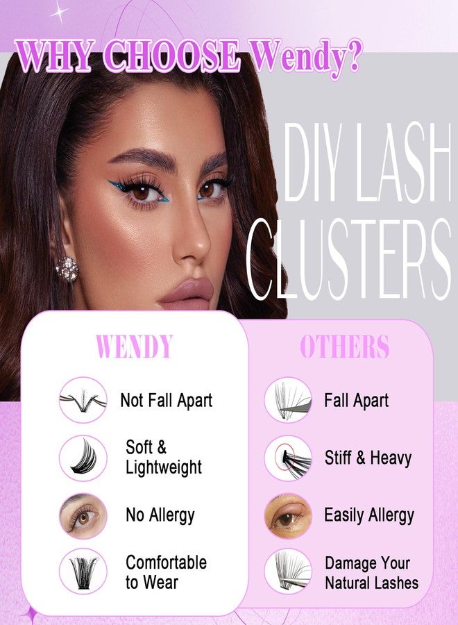 WENDY LASHES Lash Clusters 60D+80D Eyelash Clusters 518PCS Wispy Individual Lashes, 10-18MM D-curly Lash Extension DIY Cluster Eyelash Extensions for Beginners - Image 4